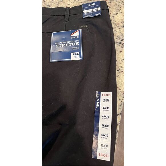 IZOD Men's Big and Tall Performance Stretch Flat Front Pant - Picture 5 of 7